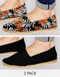 2 пары парусиновых эспадрилий с гавайским принтом - СКИДКА 20% Asos