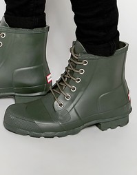 Резиновые ботинки на шнуровке Hunter Original - Зеленый