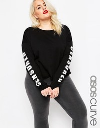 Свитшот с принтом на рукавах ASOS CURVE - Черный
