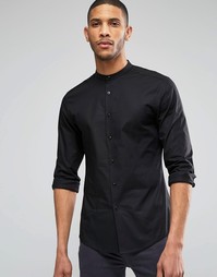 Черная рубашка скинни на пуговицах с длинными рукавами ASOS - Черный