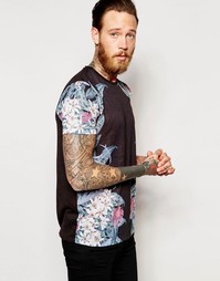 Футболка из ткани под лен с приглушенным цветочным принтом ASOS