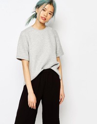 Фактурный свитшот с короткими рукавами Monki - Серый