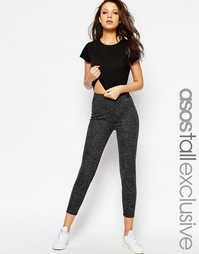 Твидовые треггинсы с отделкой на поясе ASOS TALL - Черный