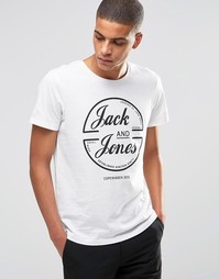 Футболка с фирменным принтом Jack &amp; Jones - Белый
