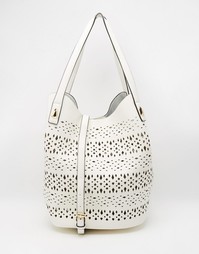 Пляжная сумка с вырезным узором и тканевой косметичкой Nali - Белый