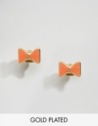 Позолоченные серьги-гвоздики с бантиком Nylon - С золотым покрытием