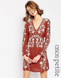 Платье с этнической отделкой ASOS PETITE Premium - Красно-бурый