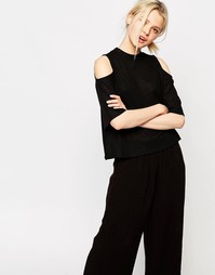 Свободный топ с открытыми плечами Monki - Черный