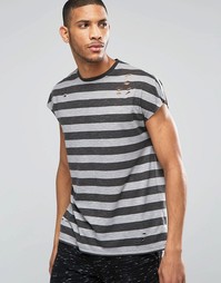 Oversize-футболка без рукавов в полоску ASOS