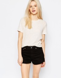 Укороченный топ в рубчик Monki - Серый меланж