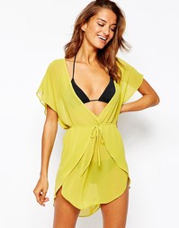 Шифоновая туника с запахом спереди ASOS - Новинка лайм