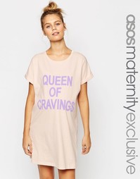 Ночная сорочка для беременных с принтом Queen of Cravings ASOS Materni