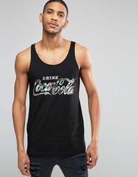 Майка свободного кроя с цветочным принтом Coca-Cola ASOS - Черный