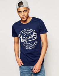 Футболка с принтом Originals Jack &amp; Jones - Темно-синий