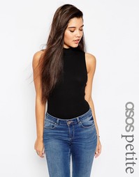 Боди с высокой горловиной в рубчик ASOS PETITE - Черный