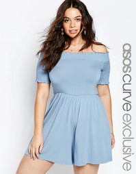 Ромпер с широким вырезом ASOS CURVE - Синий