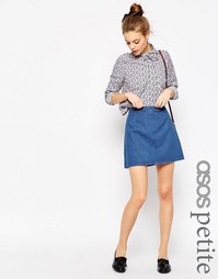 Синяя джинсовая трапециевидная мини-юбка ASOS PETITE - Синий