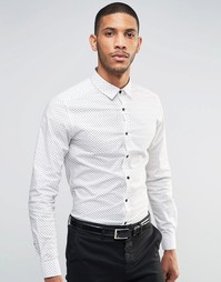 Белая зауженная рубашка с принтом ASOS - Белый