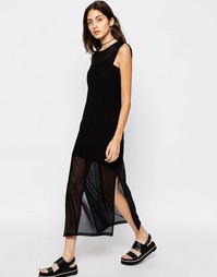 Платье макси из полупрозрачной сетки ASOS - Черный