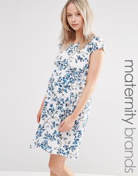 Цельнокройное платье для беременных Mamalicious Lena - Снежно-белый Mama.Licious