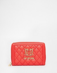 Стеганый кошелек на молнии Love Moschino - Rosso