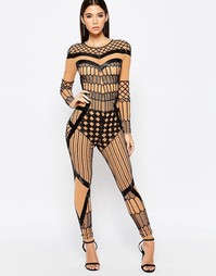 Комбинезон-трико с легкой отделкой ASOS NIGHT Illusion - Телесный