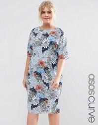 Платье с обойным цветочным принтом ASOS CURVE - Принт