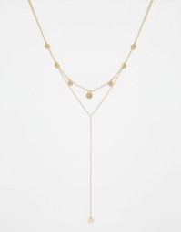 Ярусное ожерелье в виде лассо с диском Orelia - Бледно-золотистый