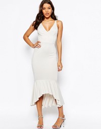 Платье миди с баской ASOS - Светло-серый