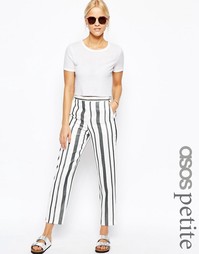 Прямые брюки в полоску ASOS PETITE Premium - Черно-белый