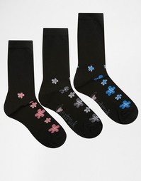 3 пары носков с цветочным принтом Lovestruck - Черный цветочный