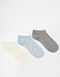 3 пары синих спортивных носков с изнаночным рисунком Lovestruck
