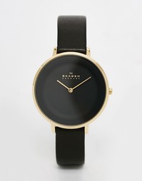 Черные часы с кожаным ремешком Skagen SKW2286 - Черный