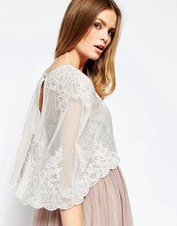Кейп с кружевом и плиссировкой сзади ASOS Premium Wedding