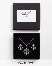 Подарочный набор с запонками и ожерельем Reclaimed Vintage