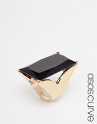 Кольцо с прямоугольным камнем ASOS CURVE - Черный