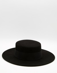 Шляпа с плоским верхом и широкими полями Catarzi - Черный