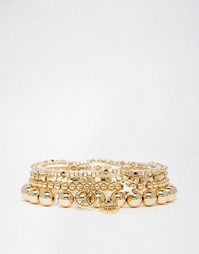 Набор из броских золотистых браслетов Orelia - Золотой