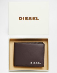 Кожаный бумажник с отделением для монет Diesel Hiresh XS - Коричневый