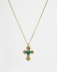 Ожерелье с латунным крестом Rock N Rose Maria - Золотой