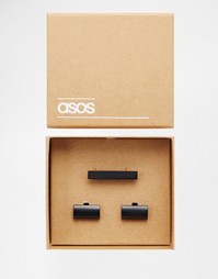 Подарочный набор с черным зажимом для галстука и запонками ASOS