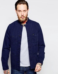 Рубашка навыпуск цвета индиго без воротника Lee - Blue dub