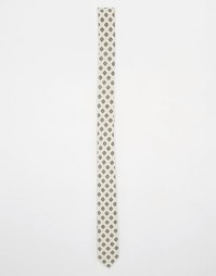 Кремовый зауженный галстук в ромбик ASOS - Кремовый