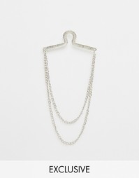 Булавка на воротник с цепочкой Reclaimed Vintage - Серебряный