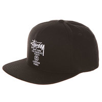 Бейсболка с прямым козырьком Stussy World Tour Canvas Cap Black
