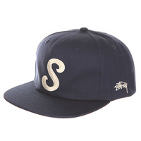 Бейсболка с прямым козырьком Stussy Classic S Strapback Cap Navy