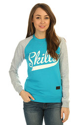 Толстовка свитшот женская Skills Script Logo 2 Crewneck Turquoise/Grey Melange