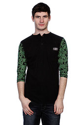 Лонгслив Fallen Durham Henley Black/Green Leaf
