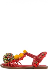 Сандалии с декором из рафии, парчи и кожи Dolce &amp; Gabbana