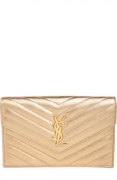 Клатч Monogramme classic из золотой стеганой кожи Saint Laurent